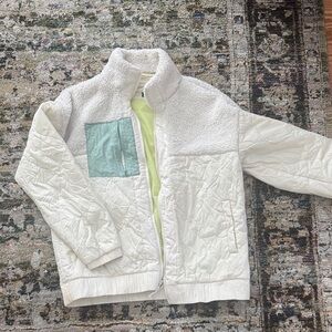 Universal Thread Cream and Light Green Quilted Jacket